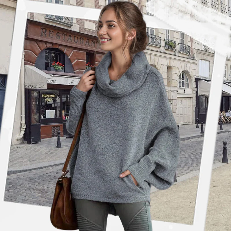 Cozy Cowl Neck Sweater with Pockets