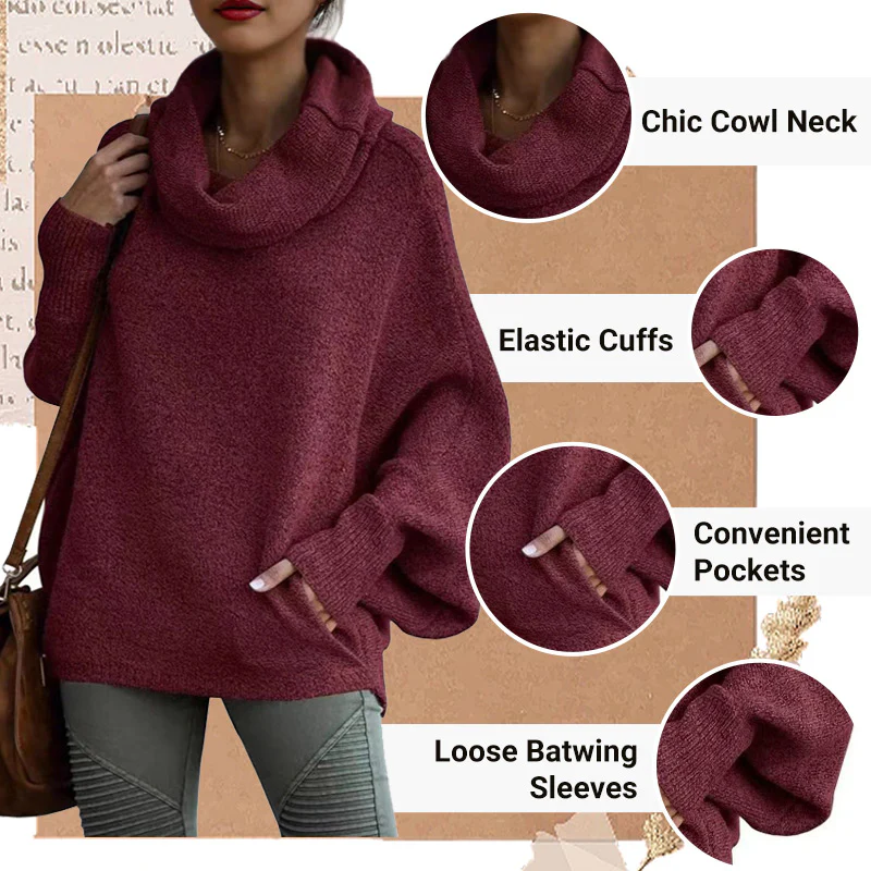 Cozy Cowl Neck Sweater with Pockets